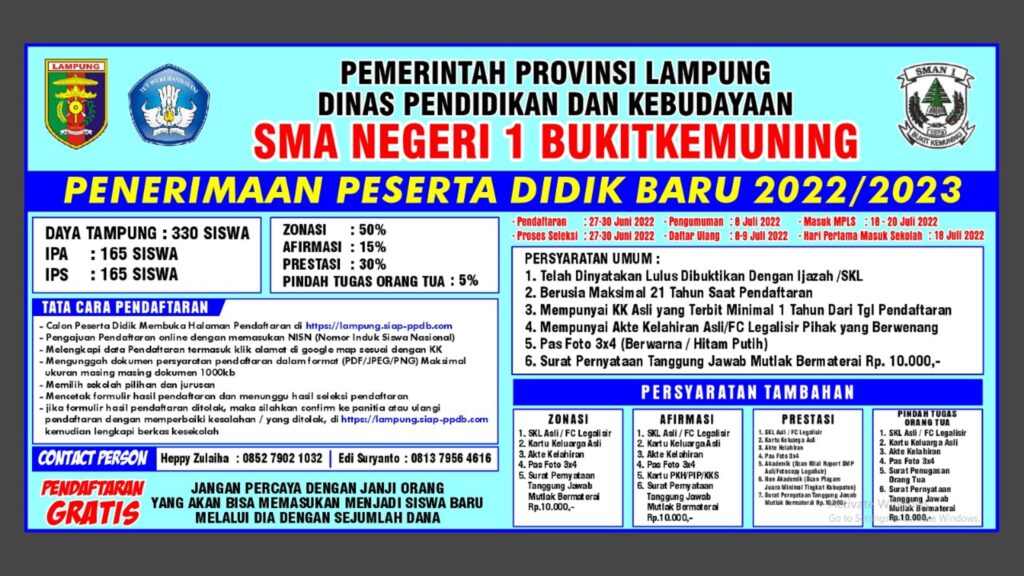 Penerimaan Peserta Didik Baru ( PPDB ) 2022